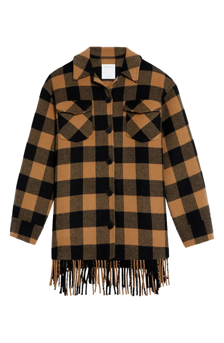 Buffalo Plaid Fringe Hem Wool Blend Jacket | Nordstrom