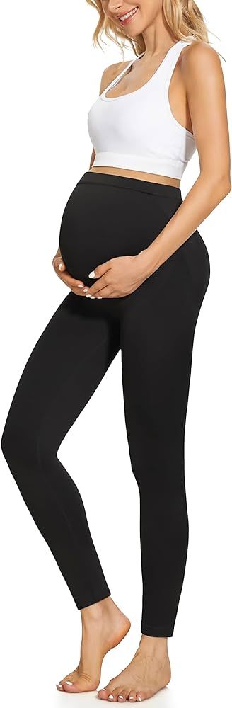 Maternity Leggings Over The Belly Butt Lift - Buttery Soft Non-See-Through Workout Pregnancy Legg... | Amazon (US)