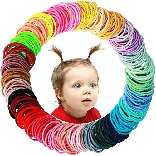 WillingTee Baby Hair Ties Multicolor Baby Girls Hair Ties Finger Hair Ties Thin Hair Ponytail Hol... | Amazon (US)
