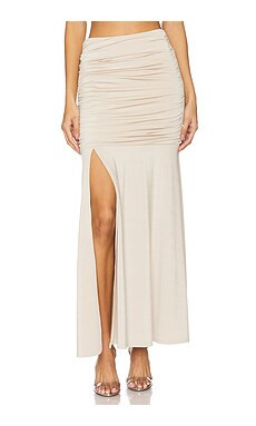 LBLC The Label Drea Ruched Maxi Skirt in Champagne from Revolve.com | Revolve Clothing (Global)
