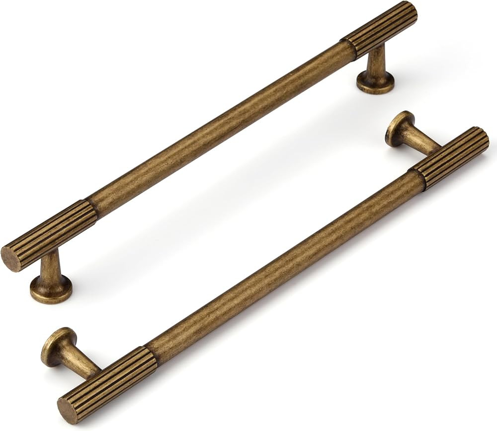 6 Pack Antique Brass Cabinet Handles 7.5 Inch(192mm) Hole Center Vintage Zinc Alloy Cabinet Handl... | Amazon (US)
