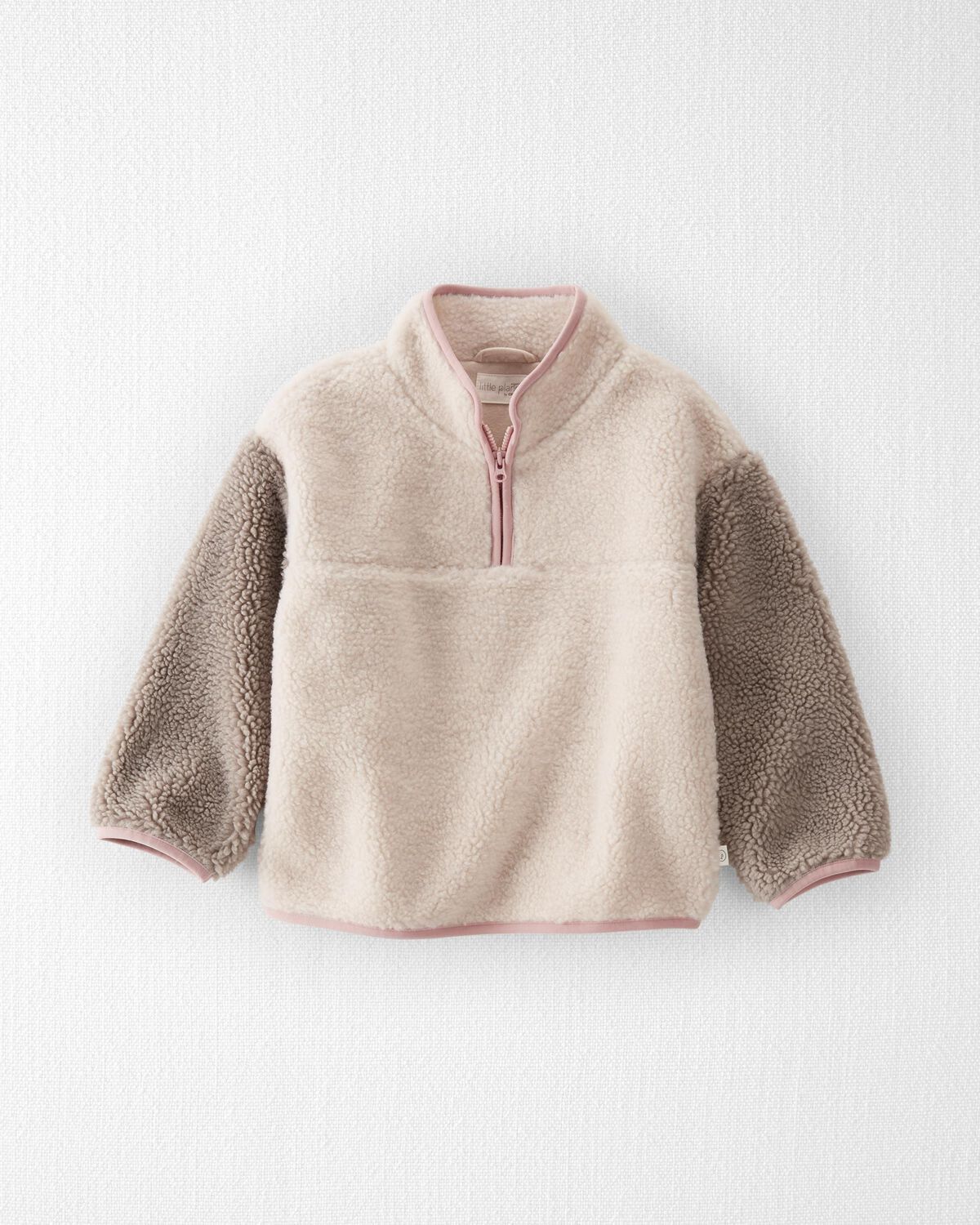 Washed Taupe Toddler Recycled Sherpa Quarter Zip Pullover | carters.com | Carter's