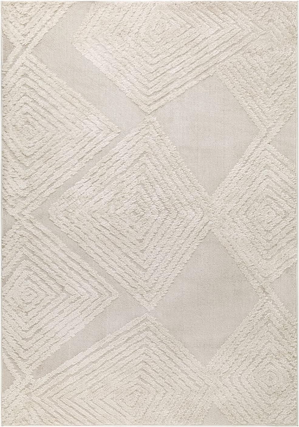 Antep Rugs Palafito 5x7 Geometric Shag Diamond High-Low Pile Textured Indoor Area Rug (Beige, 5'3... | Amazon (US)