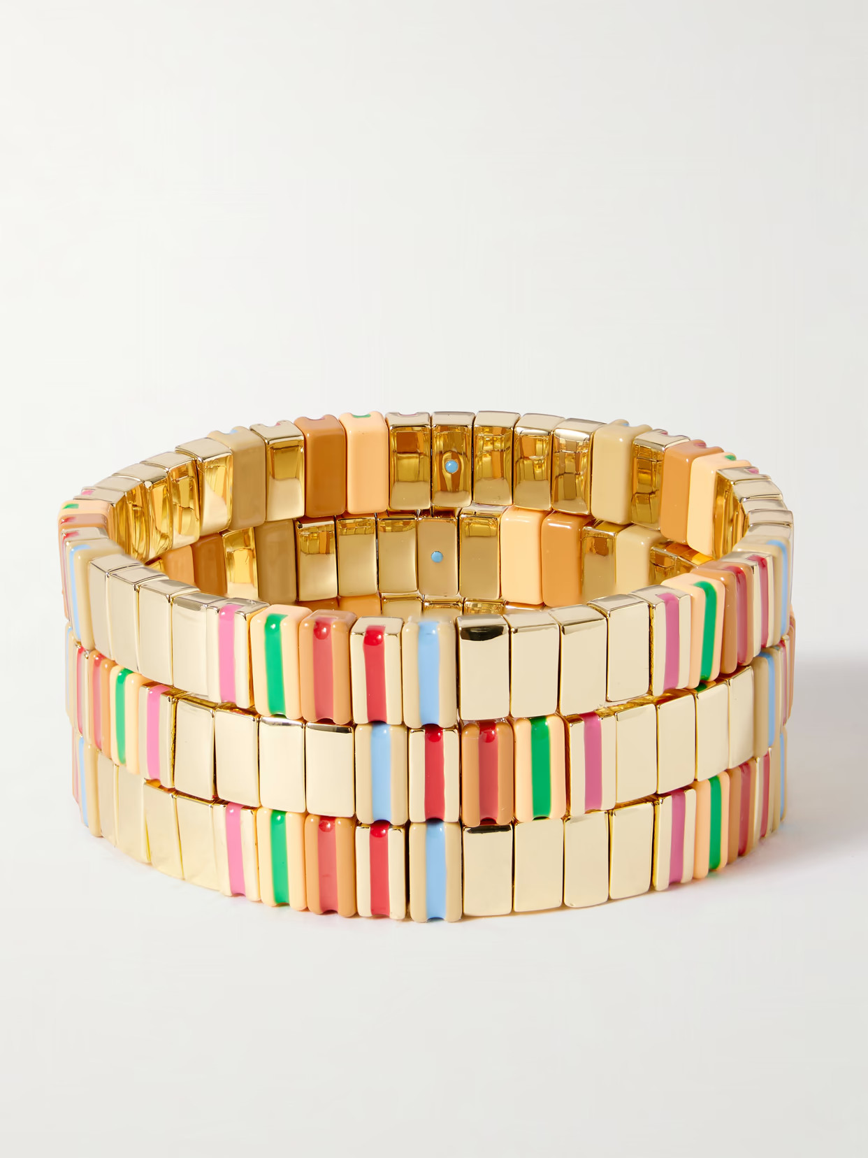 Roxanne Assoulin - The Happy Stack Set Of Three Gold-tone And Enamel Bracelets - Multi | NET-A-PORTER (US)