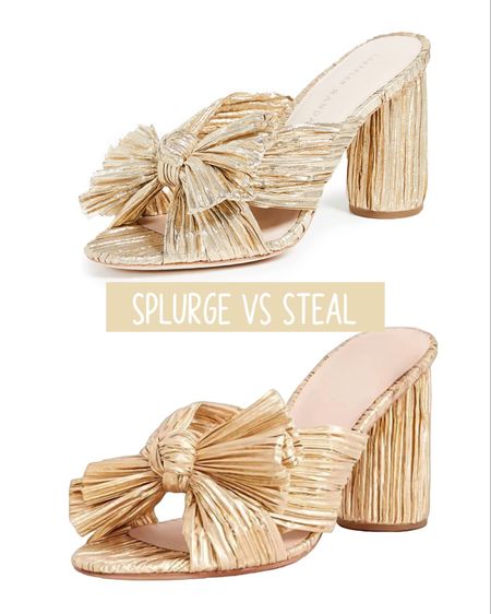 Gold sandals, splurge vs steal, the look for less, Loeffler Randall, heeled sandal 

#LTKunder100 #LTKSeasonal #LTKshoecrush
