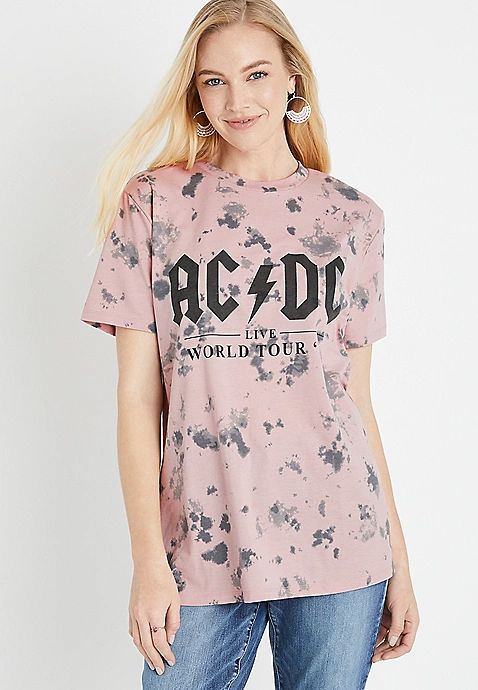 Tie Dye ACDC Oversized Graphic Tee | Maurices