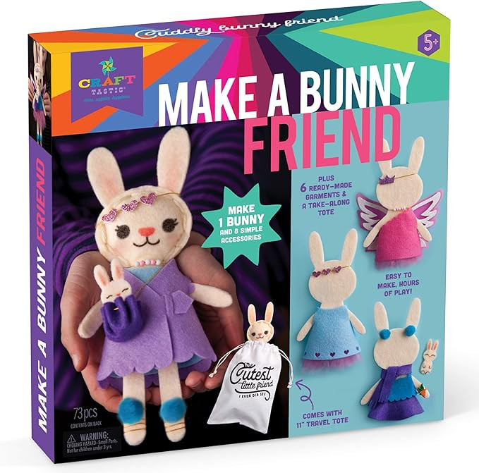Craft-tastic – Make a Bunny Friend Craft Kit – Learn to Make 1 Easy-to-Sew Stuffie with Cloth... | Amazon (US)