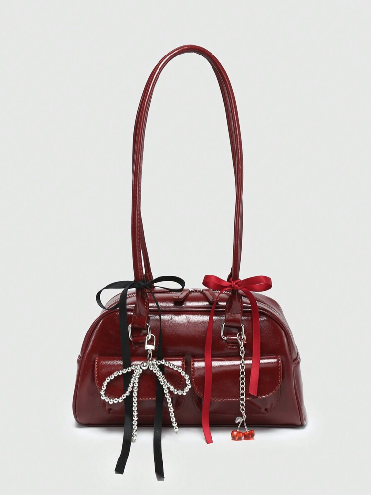 ROMWE Kawaii Women's Vintage Checkered Bowknot Decor Shoulder Crossbody Bag With Multiple Pockets... | SHEIN