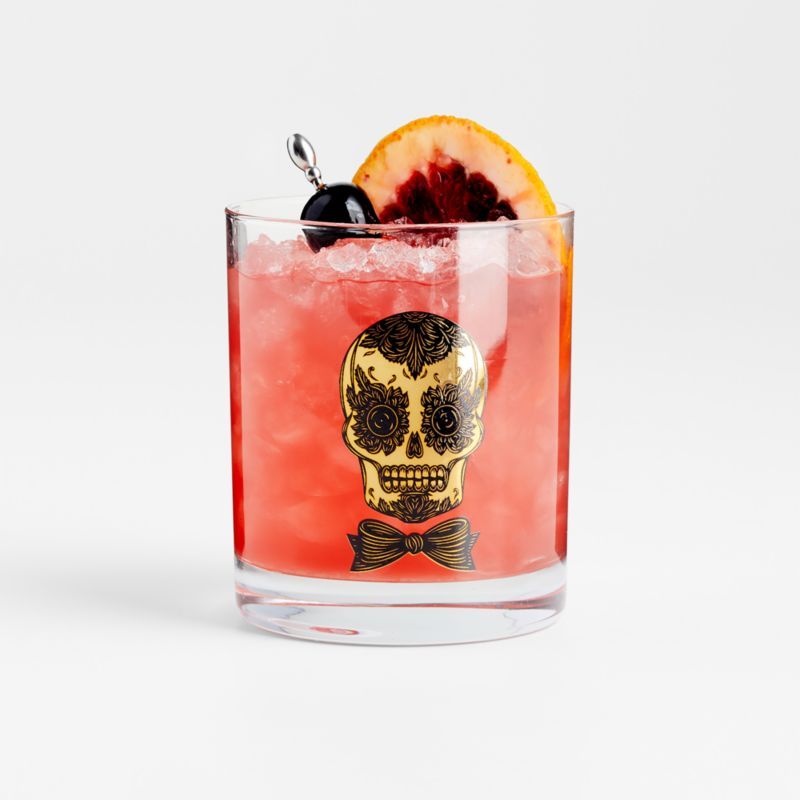 Patch NYC Edgar Skull Double Old-Fashioned Glass + Reviews | Crate and Barrel | Crate & Barrel