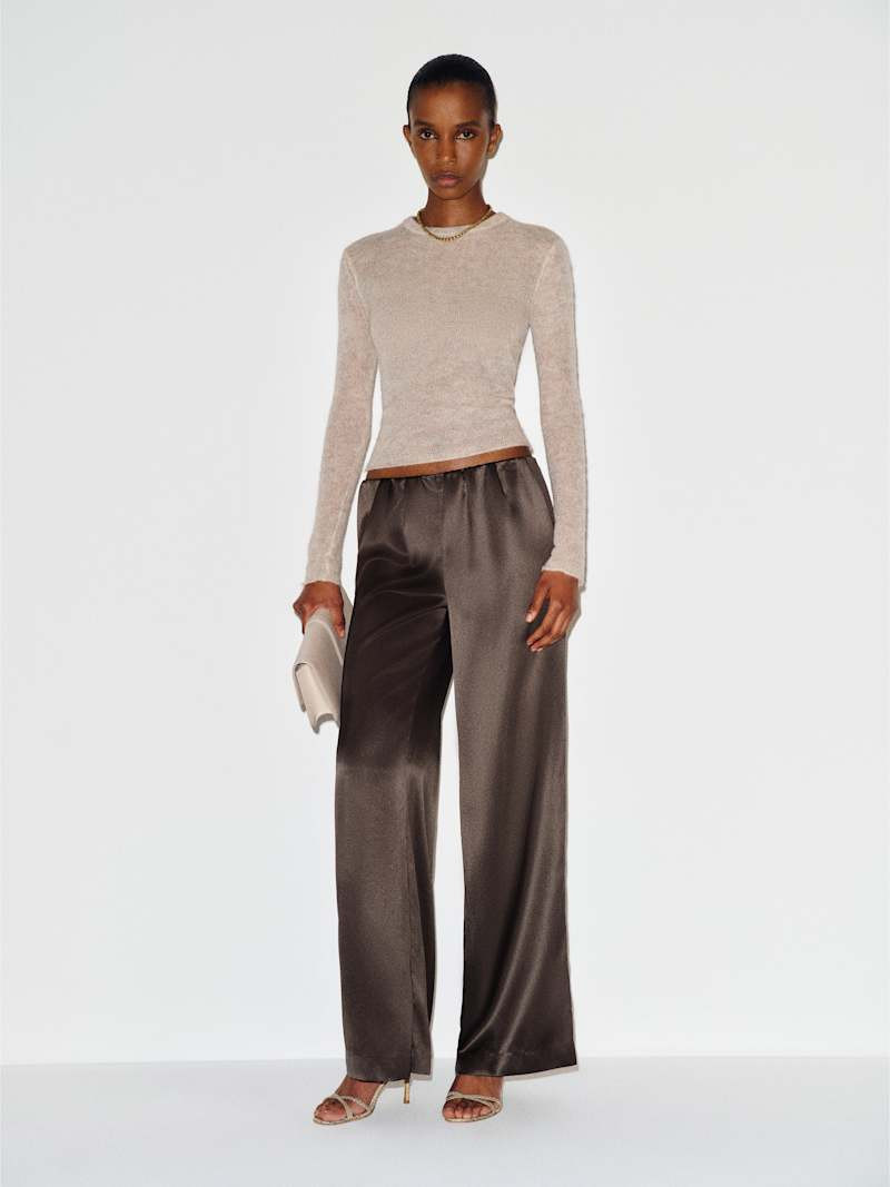 Reformation Stacey Satin Pant Ivory Small | Reformation (Global)