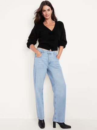 SoSoft V-Neck Bow-Front Cardigan Sweater | Old Navy (US)