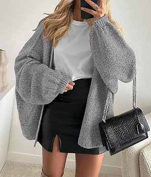 PRETTYGARDEN Womens Oversized Cardigan Sweaters 2025 Fall Long Lantern Sleeve Knit Open Front Lig... | Amazon (US)