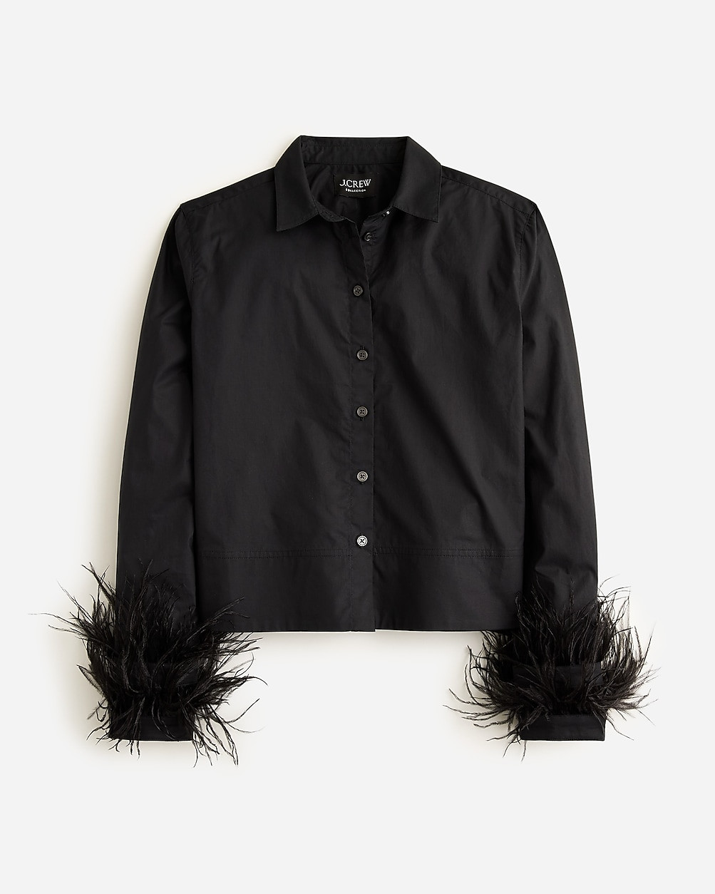 Collection cropped feather-trim garçon shirt | J. Crew US