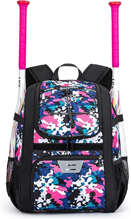 Youth Baseball Bag, Softball Bag for Girls & Boys, Kids Tball Backpack with Shoes Compartment | Amazon (US)