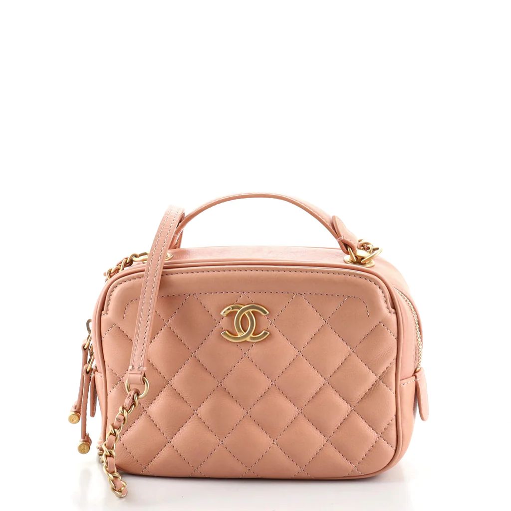 Chanel CC Top Handle Vanity Case Quilted Calfskin Small Pink 994181 | Rebag