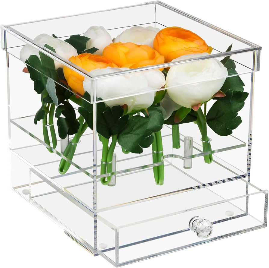 Better Display Cases Clear Acrylic Flowers Display Case with Drawer for Wedding and Home, 9 Holes... | Amazon (US)