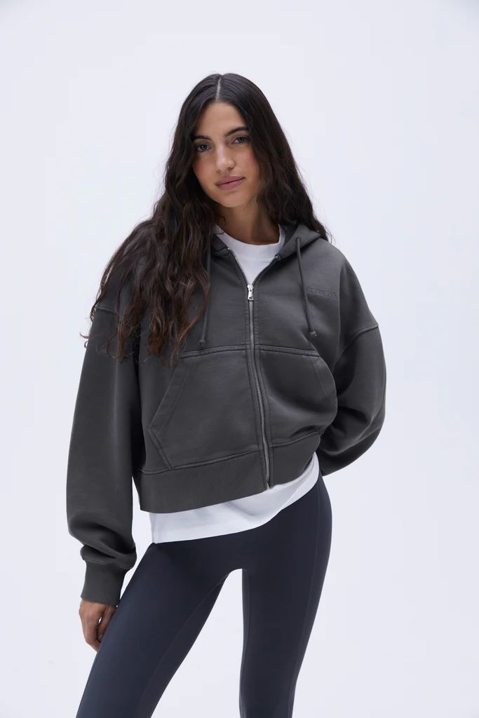 Boxy Full Zip Hoodie - Charcoal Grey | Adanola UK