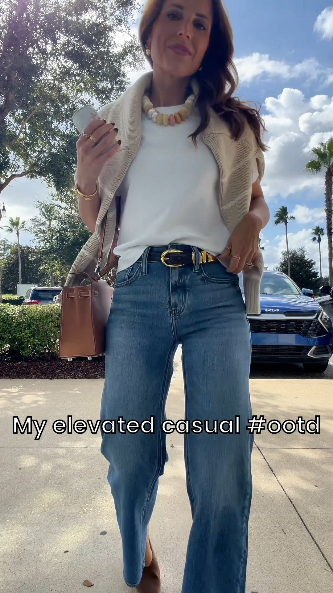 Fall outfit. Fall style. Everyday outfit. Casual outfit. Mom outfit. These might be my new favorite jeans!! Bella stretch relaxed straight jeans in 24 short, color ‘Atlantic blue’,  (comes in extra short and extra long options!!). Could probably size down if in-between due to stretch. High-rise and comes below belly button. 90s inspired denim made with organic cotton! These are a classic! My favorite double knit cotton white tee in 2XS. Mules are TTS. XS in striped sweater. 

#LTKootd #LTKmomlife #LTKgrwm