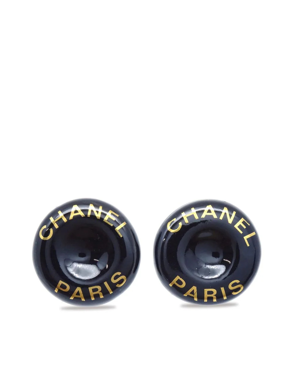 CHANEL Pre-Owned 1997 Logo Print Button clip-on Earrings - Farfetch | Farfetch Global