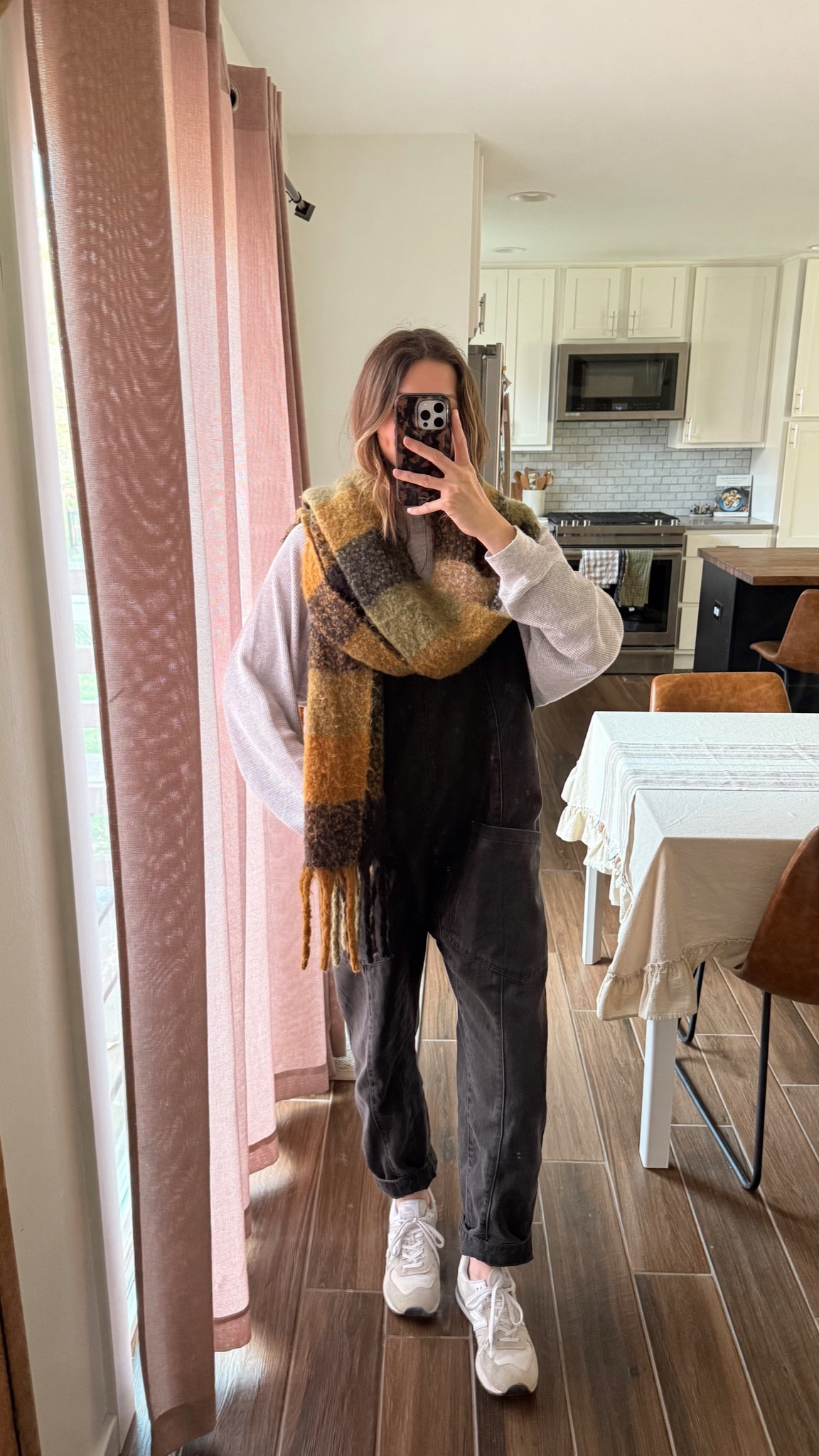 wearing an xs in jumpsuit and sized up to medium in waffle knit top for an oversized fit, so soft and love the mock neck 
Scarf is old free people, linked their updated style  

Fall outfit, mom outfit, thanksgiving outfit, winter outfit 

#LTKSeasonal #LTKHoliday