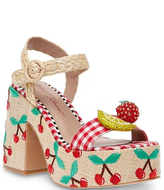 Cheyne Fruit Bead Embellished Cherry Print Platform Dress Sandals | Dillard's