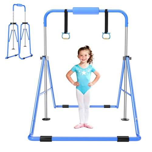 Safly Fun Gymnastics Bar for Kids 3-9, Foldable & Adjustable 35"-51", Supports 140Lbs with Pad, Easy to Assemble, Gymnastics Equipment for Indoor/Outdoor Training | Amazon (US)