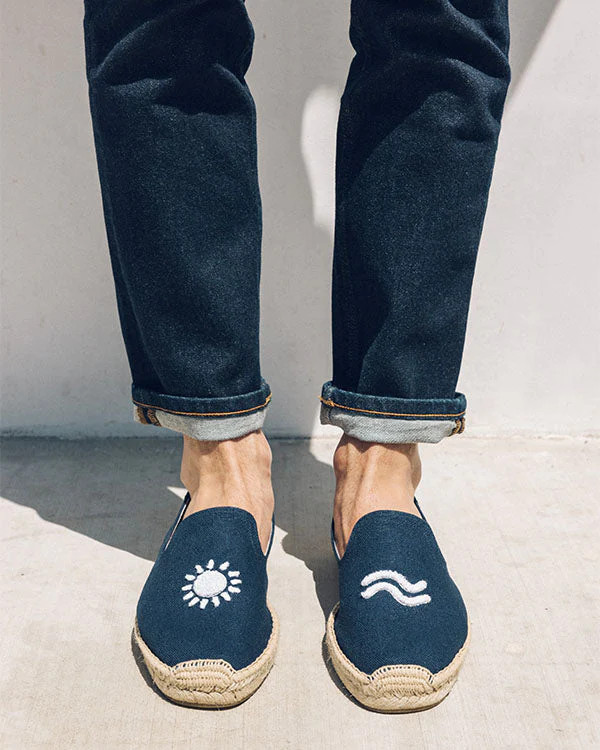 The Seville Smoking Slipper - Wave Runner / Marine Blue | Men's Espadrilles | Soludos