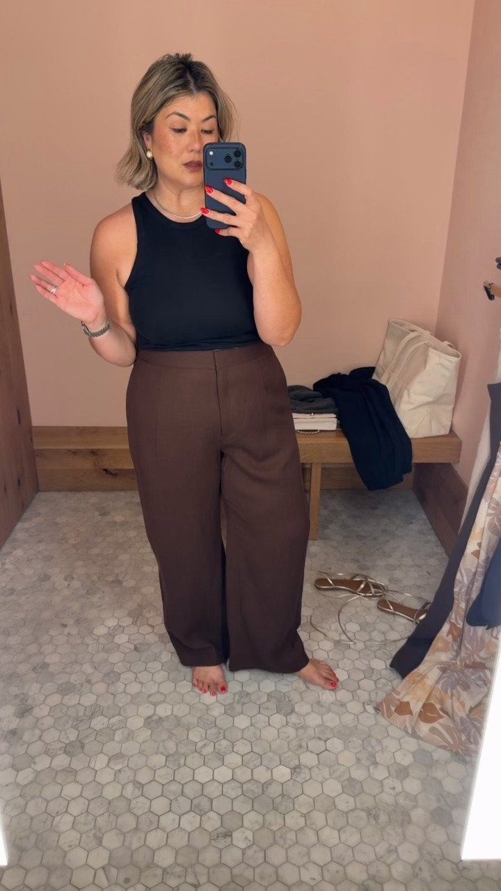 I’m beyond in love with these linen barrel trousers. They are simply perfection. I immediately ordered the Navy and a crew color as soon as I checked out at the store. And now as I am posting this on LTK, I am very, very, very tempted to also purchase the light birch color as well. I wasn’t sure if I should get the size 14 or size up to a 16. Aritzia trousers can be a little tricky, especially if you have a lower tummy and you despise anything clinging or accentuating your lower tummy in pants. I was lucky that my store actually had a size 16 in store for me to try and that is ultimately what I decided to go with. They fit loose, but it is not clinging to me anywhere and I absolutely love them.

#LTKSaleAlert #LTKOver40 #LTKMidsize