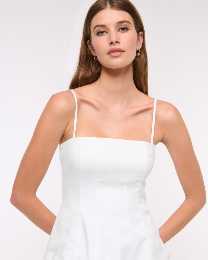 Women's Linen-Blend Strapless Peplum Top | Women's New Arrivals | Abercrombie.com | Abercrombie & Fitch (US)