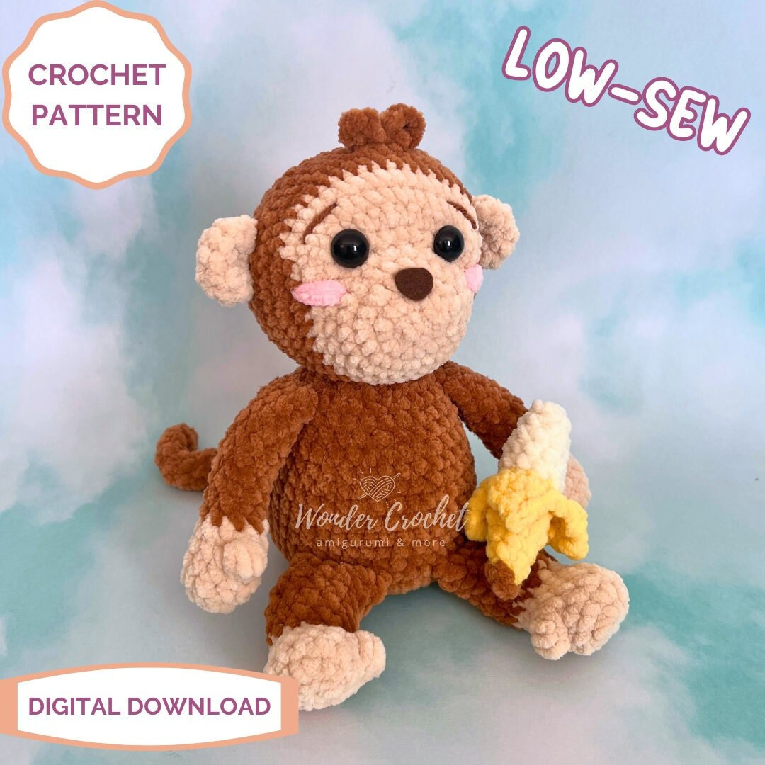 LOW-SEW Monkey Plush Crochet PATTERN - Etsy | Etsy (US)