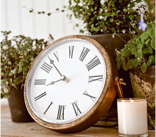 The Found Cottage by Liz Marie Small Brass Table Clock - QVC.com | QVC