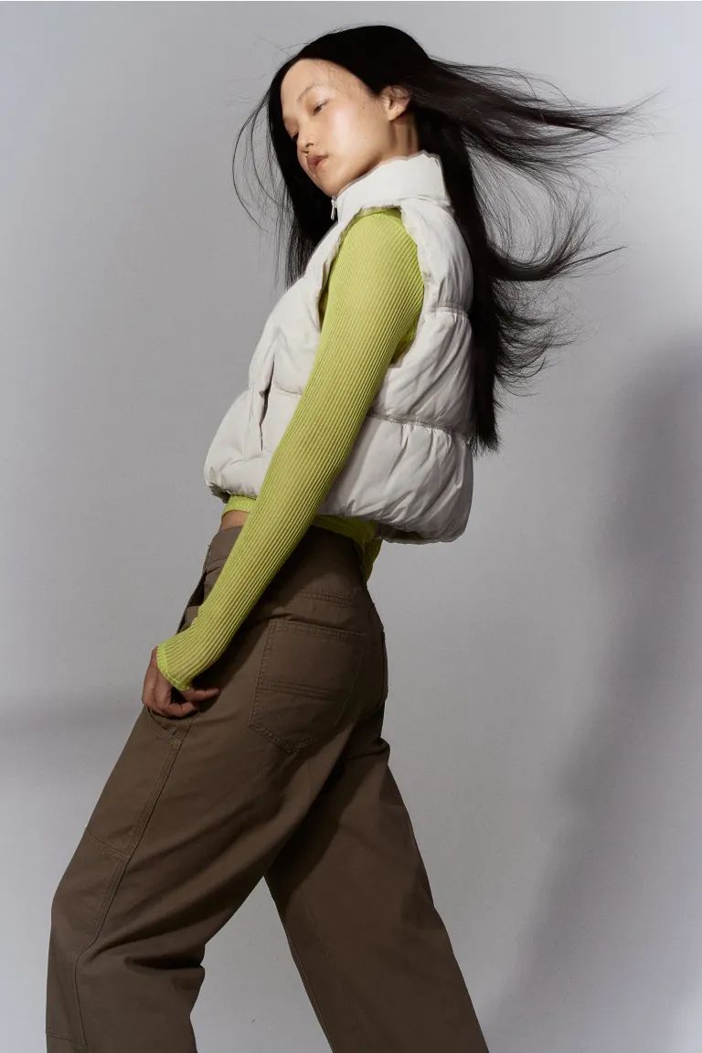 Puffer Vest - Khaki green - Ladies | H&M US | H&M (US + CA)