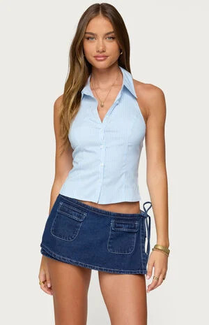 Edikted Debra Tailored Pinstripe Button Up Top | PacSun