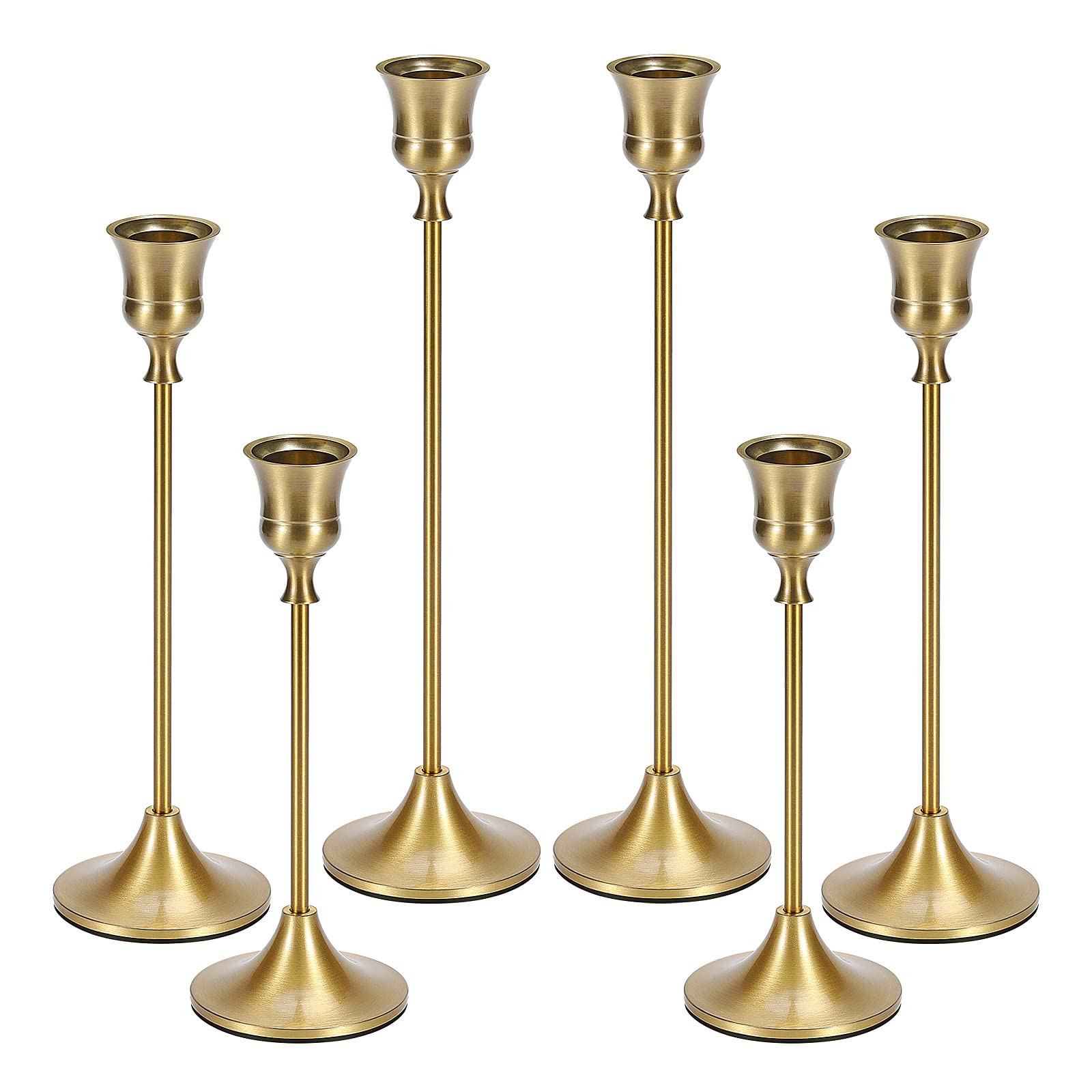 Candle Holder Gold Candlestick Holder - Taper Candle Holders Brass Candlestick Holders Set of 6 F... | Amazon (US)