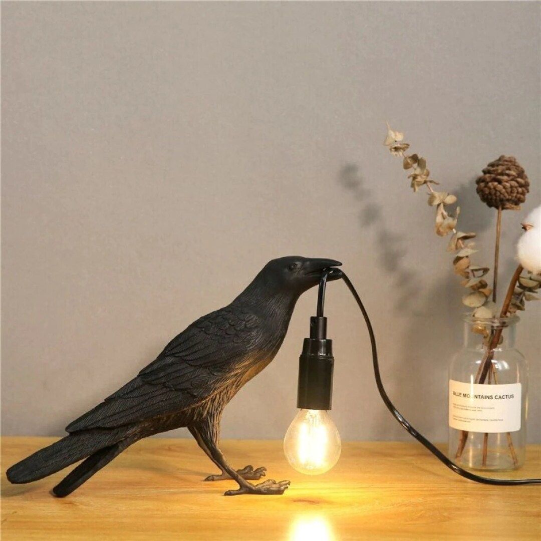 Crow Bird Lamp Dark Raven Wall Lamp Crow Desk Lamp Black - Etsy | Etsy (US)