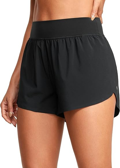 CRZ YOGA High Waisted Dolphin Athletic Running Shorts for Women 3" High Split Comfy Mesh Liner fo... | Amazon (US)