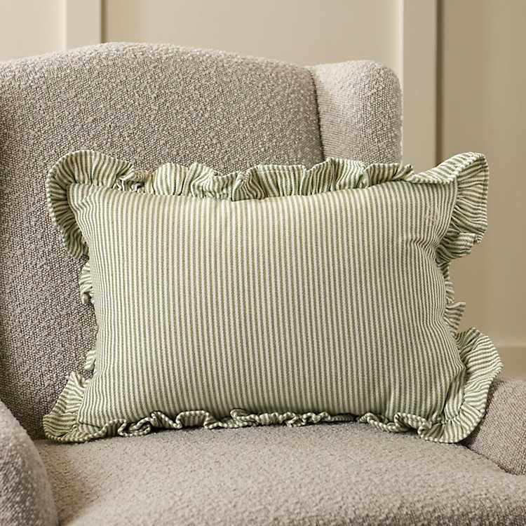 Sage Jane Striped Ruffle Lumbar Pillow | Kirklands