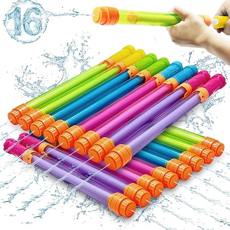 Water Soaker Blaster, 16 Pack Pool Water Guns Bulk, 35 ft Range Squirt Guns for Kids, Water Squir... | Amazon (US)