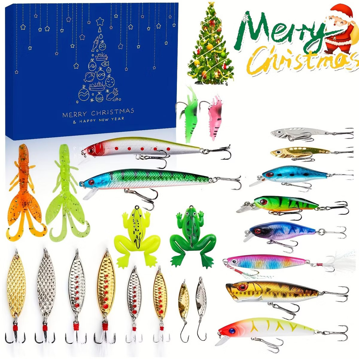 Christmas Countdown Calendar - 24 Day Fishing Lure Set for Adult Men and Teenage Boys - Christmas... | Target