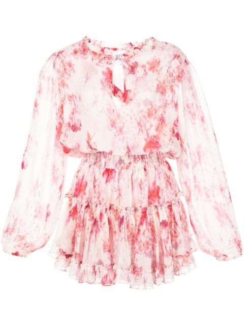 Lorena abstract rose-print mini dress | Farfetch (US)