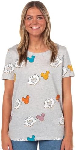 Disney Women's Mickey Mouse Heart Hands Allover Print Design Adult T-Shirt | Amazon (US)