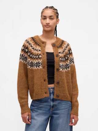 Fuzzy Fair Isle Cardigan Sweater | Gap (US)