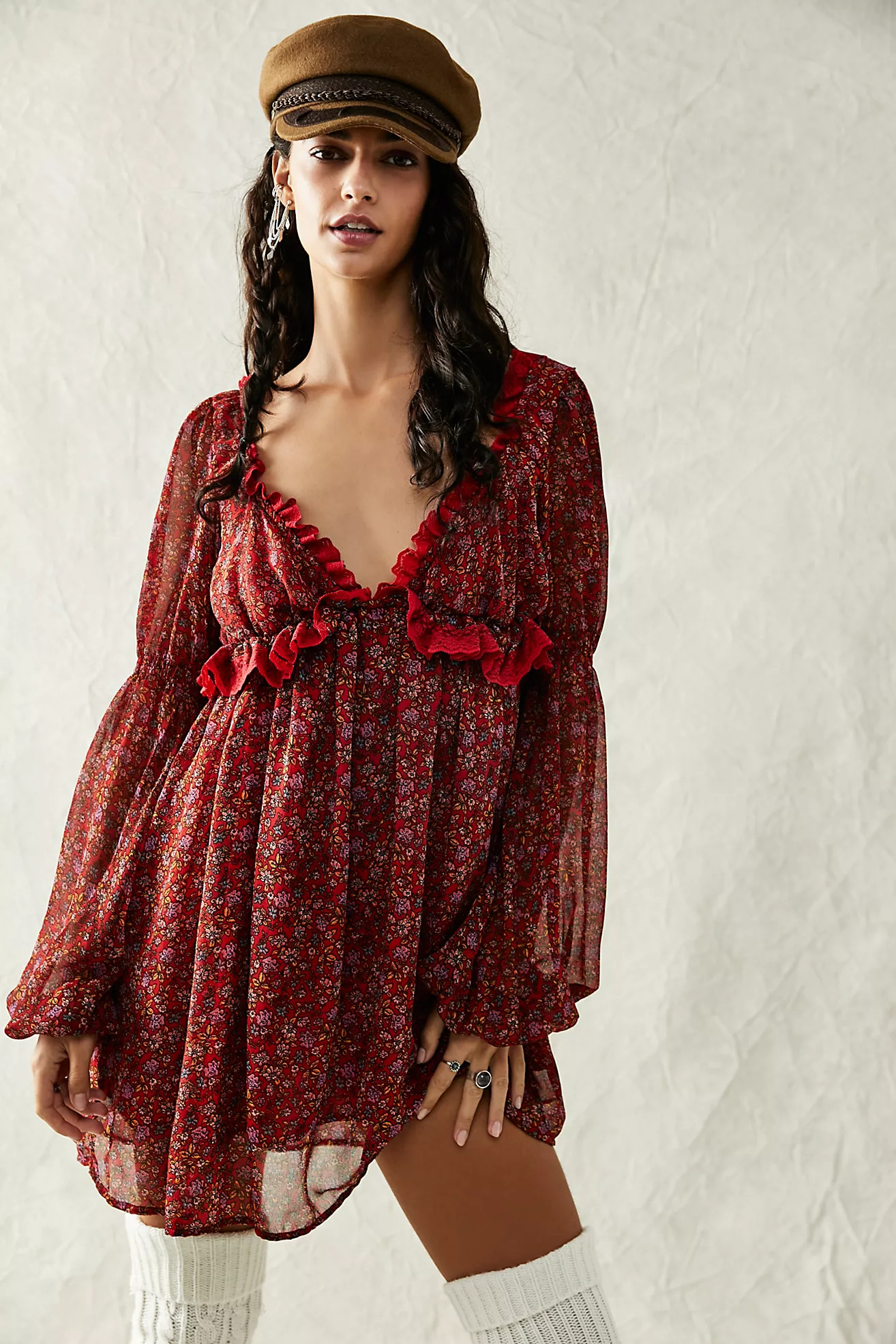 Pennie Printed Babydoll Mini Dress | Free People (Global - UK&FR Excluded)