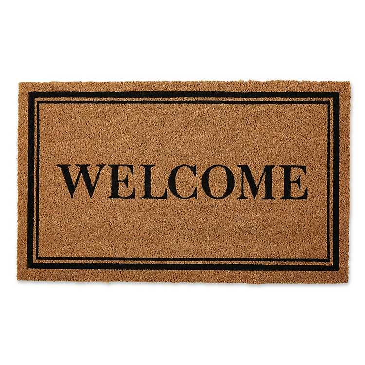 Brown Welcome Doormat with Black Border | Kirkland's Home