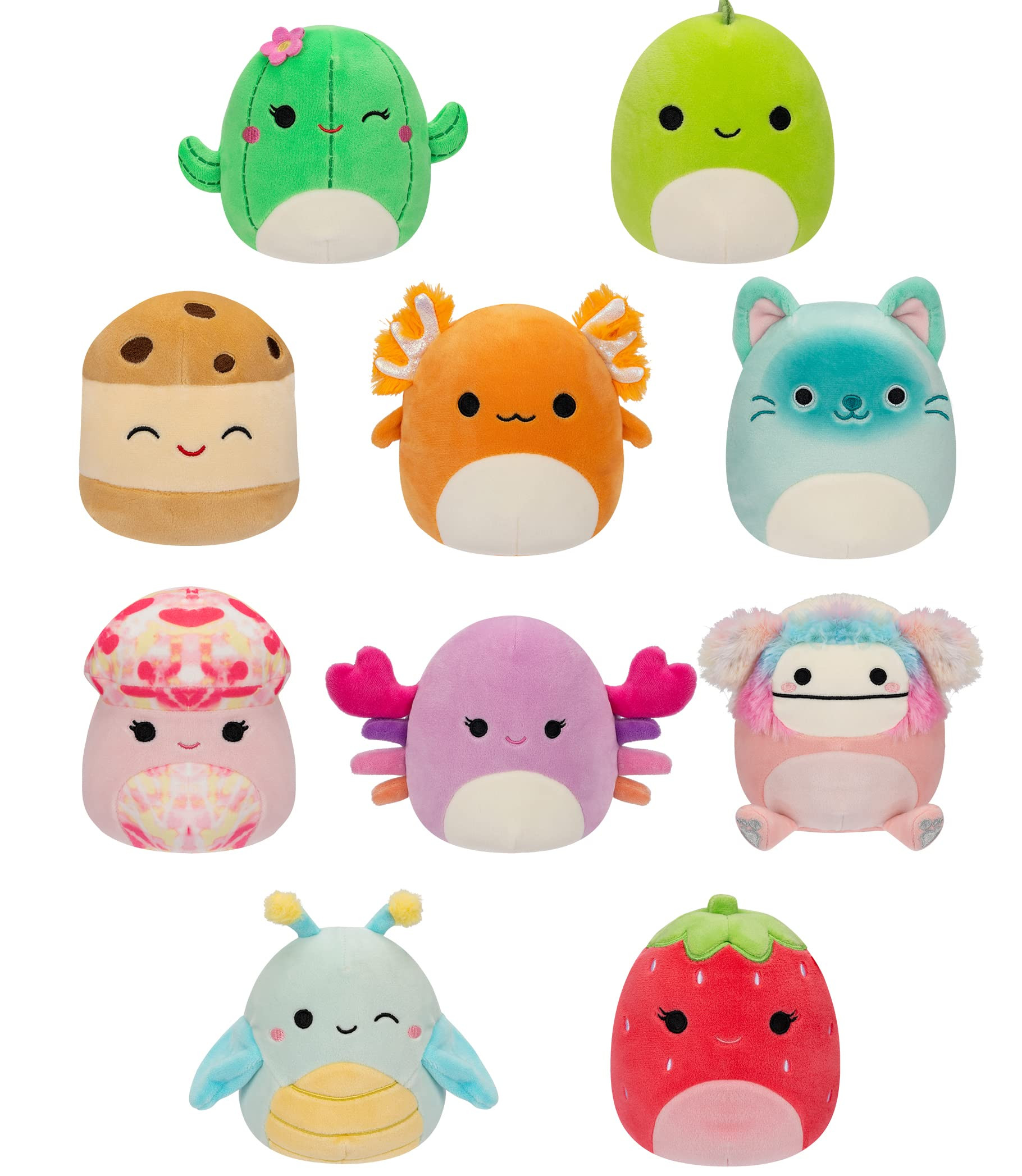 Squishmallows 5-Inch 10-Pack Plush - Diane Bigfoot, Giles Grasshopper, Maritza Cactus, Nico Axolo... | Amazon (US)