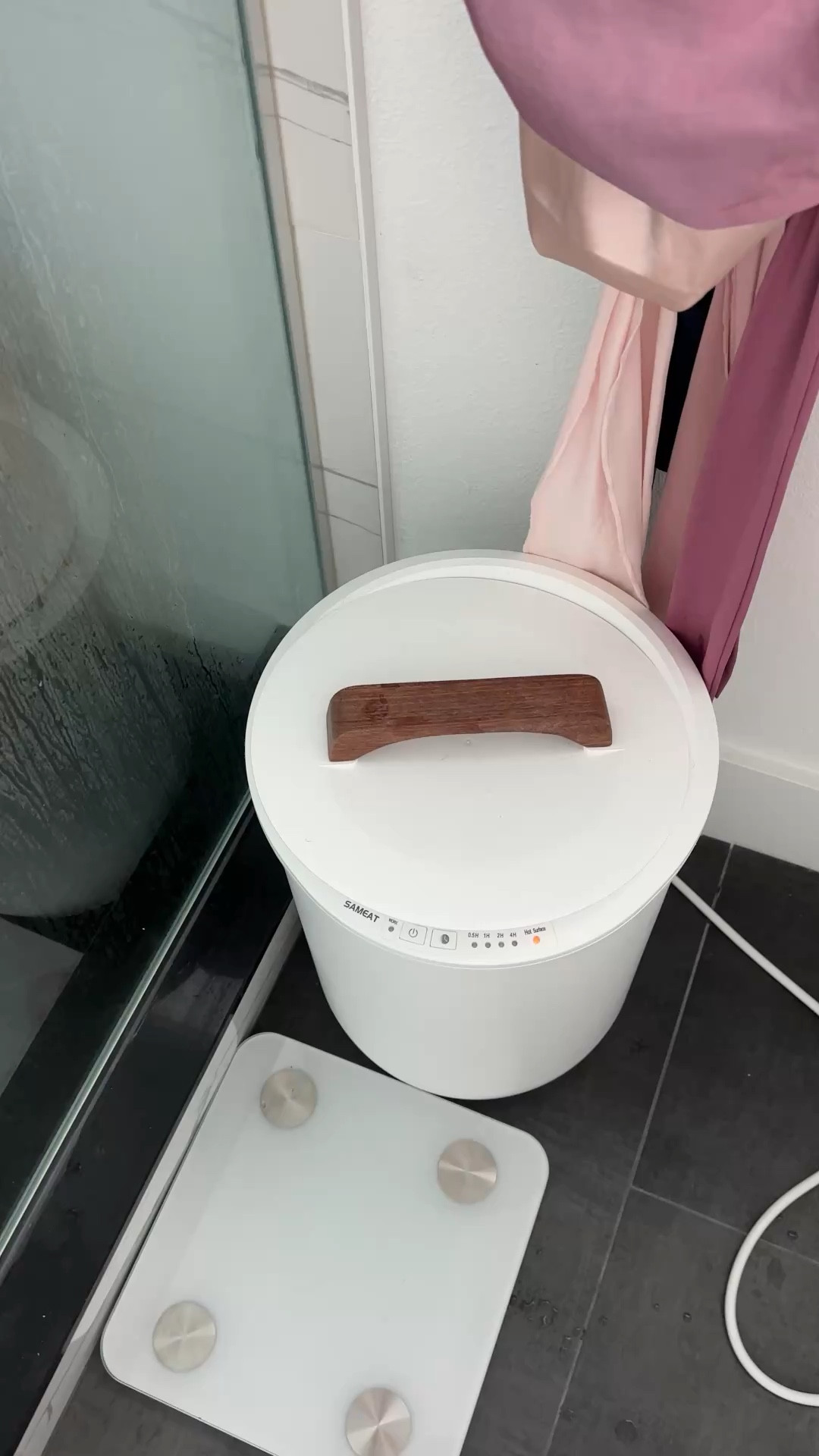 SAMEAT Heated Towel Warmers for Bathroom - Large Towel Warmer Bucket, Wood Handle, Auto Shut Off, Fits Up to Two 40"X70" Oversized Towels, White

#LTKHome #LTKselfcare #LTKMothersDay