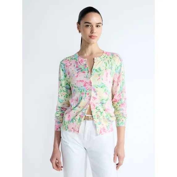 Free Assembly Women's Classic Cardigan Sweater with Long Sleeves, Lightweight, Sizes XS-4X | Walmart (US)