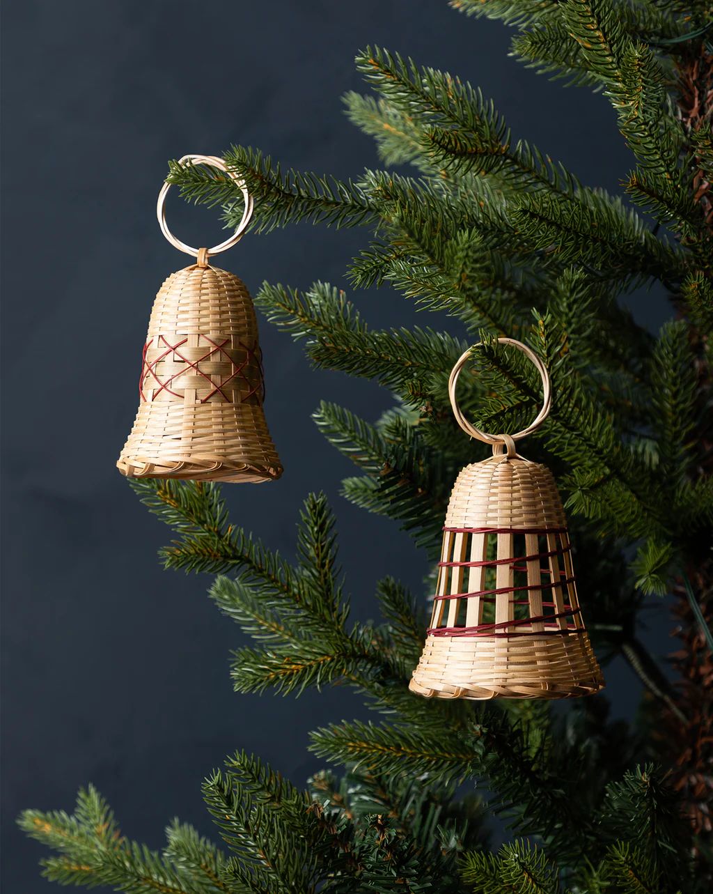 Hand-Woven Bamboo Bell Ornaments (Set of 2) | McGee & Co.