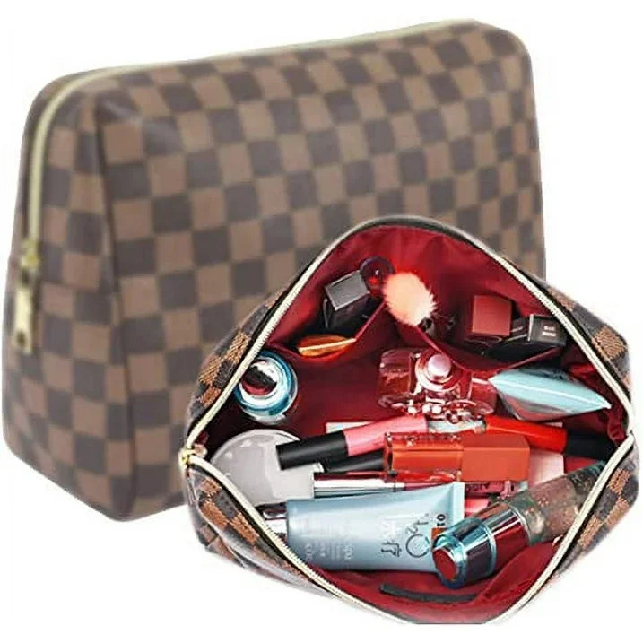 Makeup Bag Checkered Cosmetic Bag Large Travel Toiletry Organizer For Women,Cosmetics,Makeup Tool... | Walmart (US)