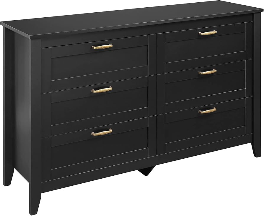 WLIVE 6 Drawer Dresser, Retro Chest of Drawers with Metal Handle, Double Wood Dresser for Bedroom... | Amazon (US)